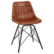 Sedia in metallo e pelle marrone 46x49x78,5h