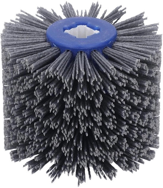 Strumento per lavorazione del legno con rullo di acciaio 120 x 100 mm - Disco abrasivo 80 Grit - Penna a setole per acciaio - Trattamento superficiale - Lavorazione del legno - Materiale resistente e duraturo