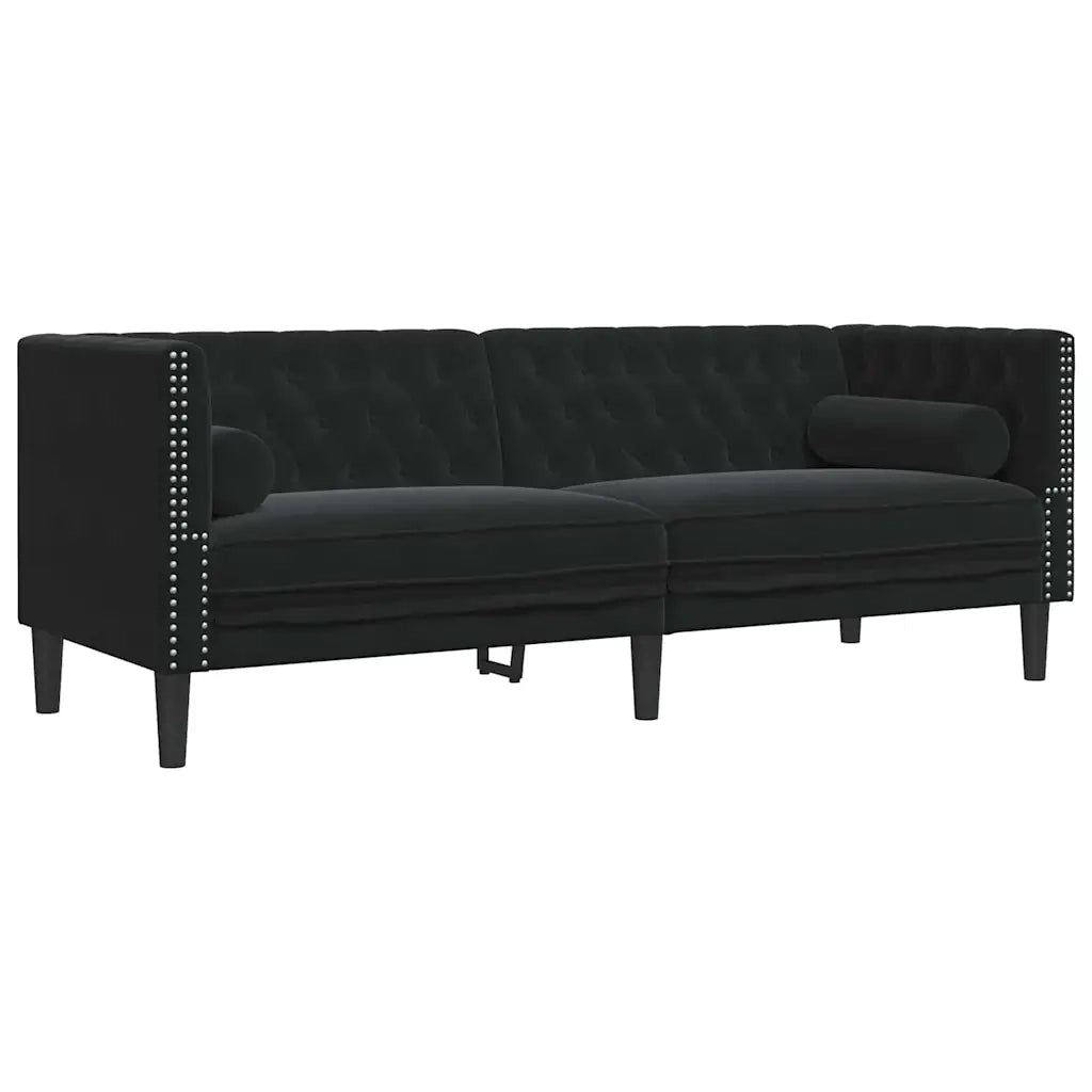 Divano per Soggiorno 2 pcs Nero 194 x 74,5 x 70,5 cm Velluto 3385866