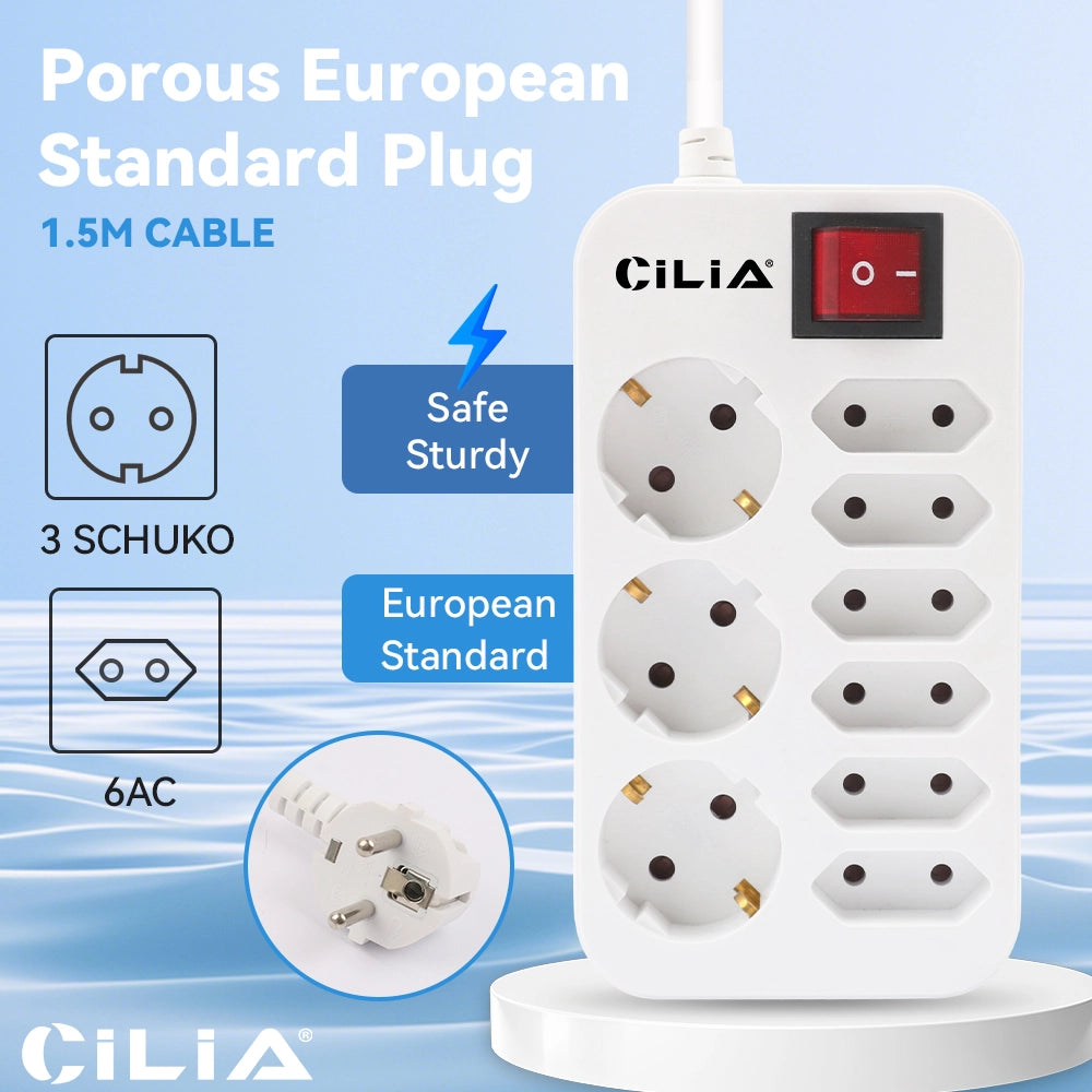 Ciabatta Elettrica 9 Prese con Interruttore ¨C zephmum ¨C Bianco