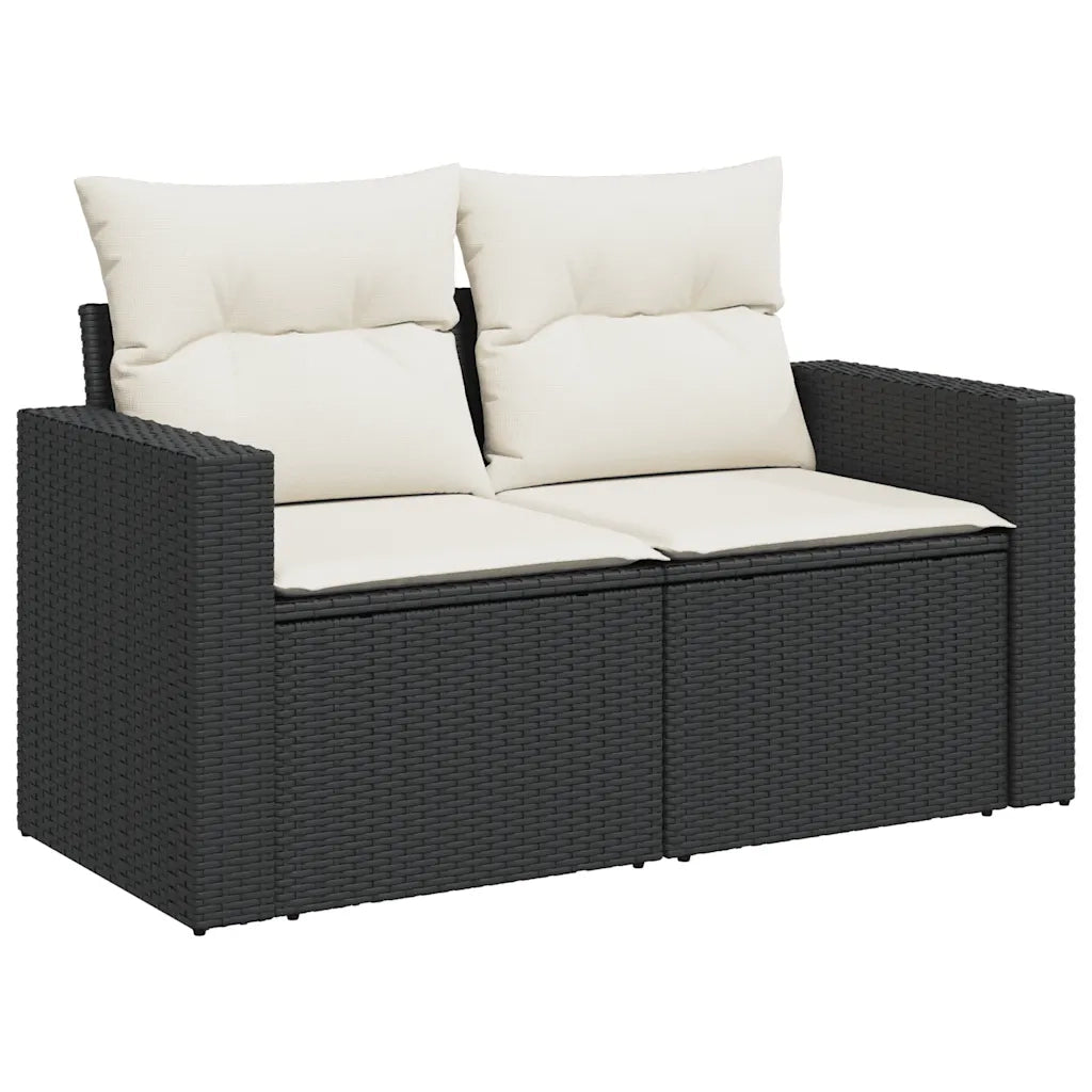 Set Divani da Giardino 10pz con Cuscini in Polyrattan Nero 3327080