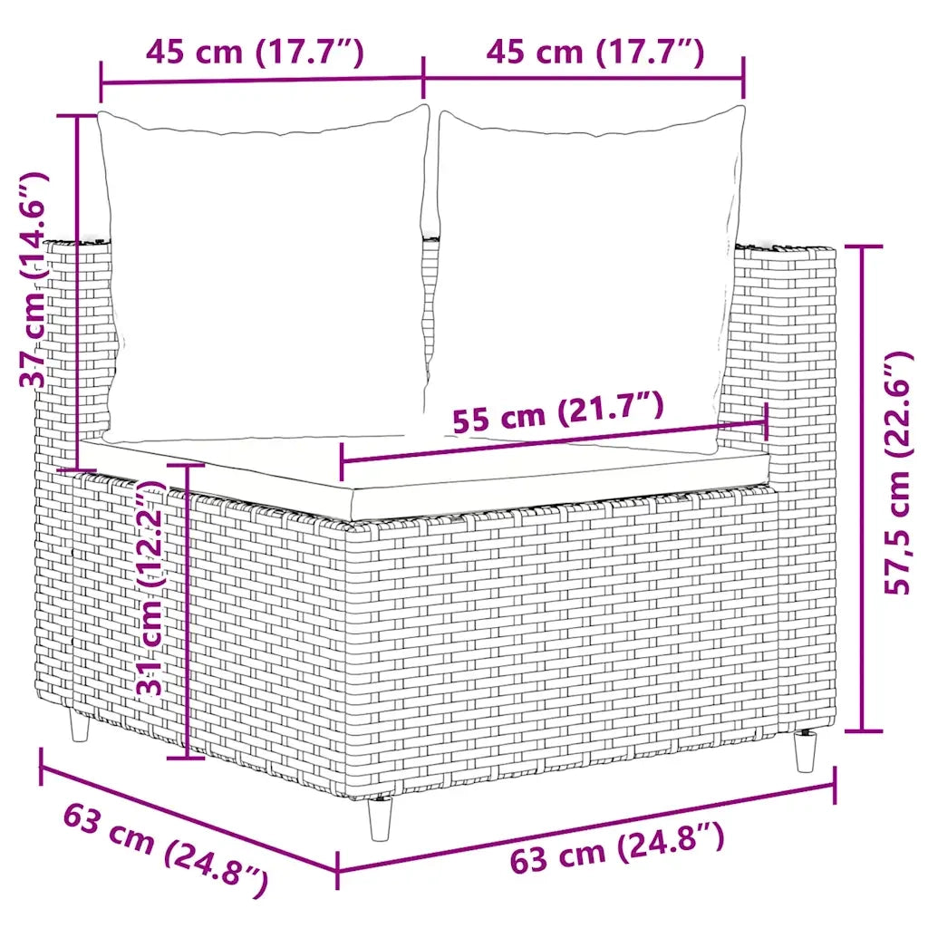 Set Divani da Giardino con Cuscini 7pz Nero Polyrattan 3308436