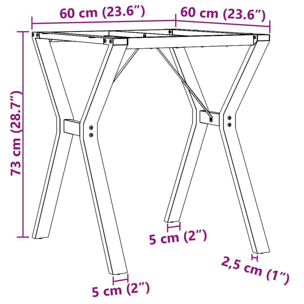 Telaio Gambe a Y per Tavolo da Pranzo 60x60x73 cm in Acciaio 357931