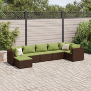 Set Divani da Giardino 7 pz con Cuscini in Polyrattan Marrone
