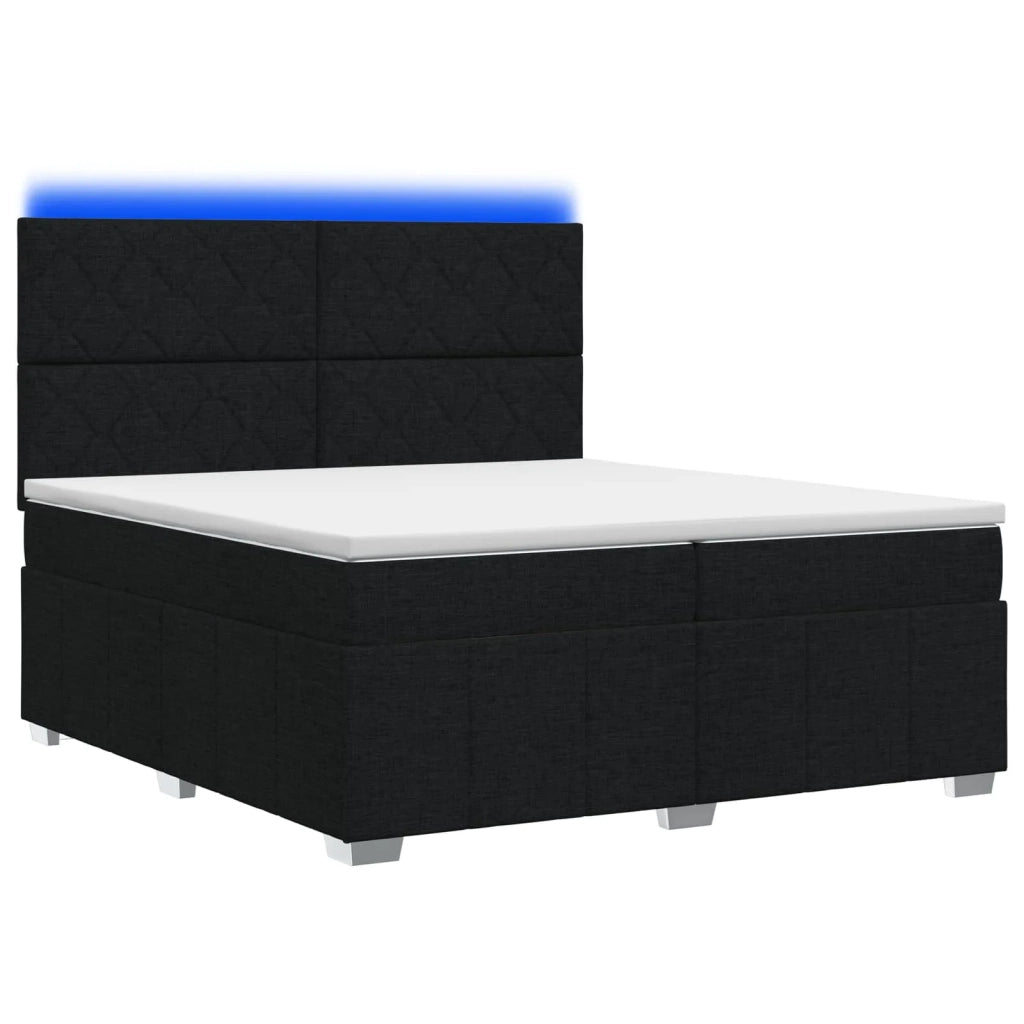 Letto Box Spring LED con Materasso Nero 200 x 200 cm Tessuto 3455691