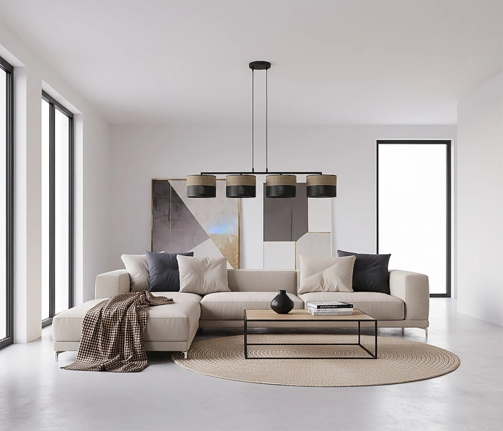 Lampada sospesa rotonda KARBON 4xE27 nero marrone Emibig