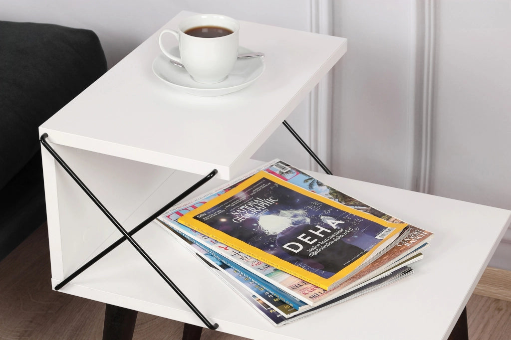 Comodino in legno "Cross" 50 x 40 x 55 cm - Bianco