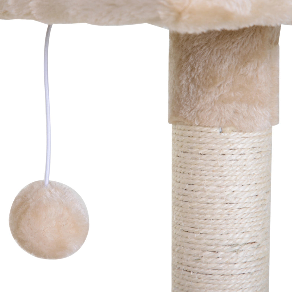 Tiragraffi per Gatti con Amaca e Pallina ¨C Xylo ¨C Legno e Peluche Beige 50x36x70cm