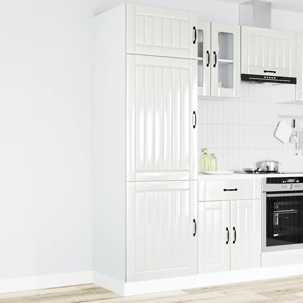 Armadio da Cucina Lucca Bianco Lucido in Legno Multistrato 853869