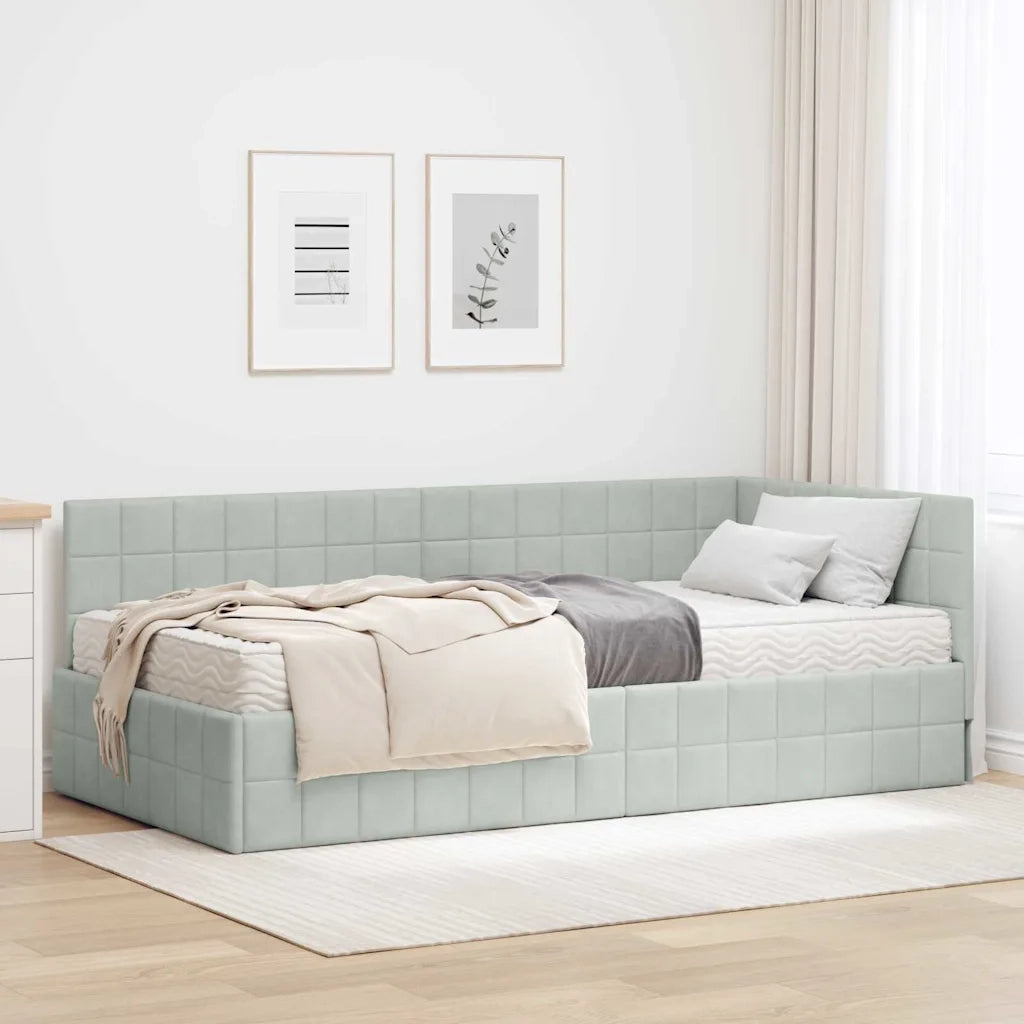 Struttura Letto Angolare con Materasso 2 pcs Grigio chiaro