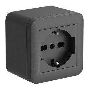 CASSETTA FIXA DA PARETE P/INT. 1 BIP/SCHUKO NERA- ELECTRALINE- 1,0 pz