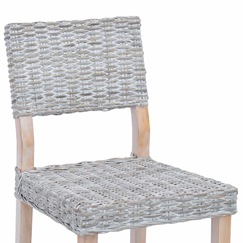 Sedia da pranzo 2 pcs Bianco Lavato 46 x 55 x 84 cm Rattan Kubu 42012423