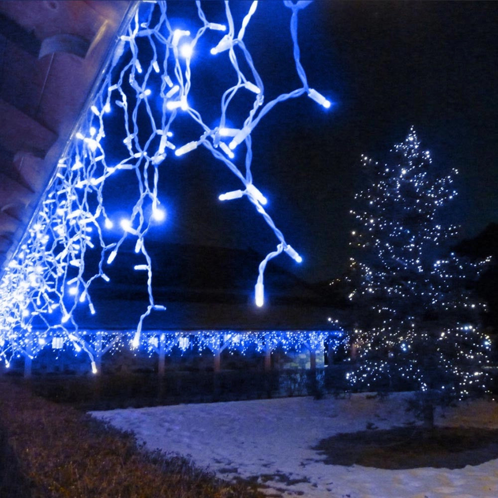 Trade Shop - Tenda Luminosa Natalizia 150 Led Con Flash Luce Blu 3mt Esterno Prolungabile -