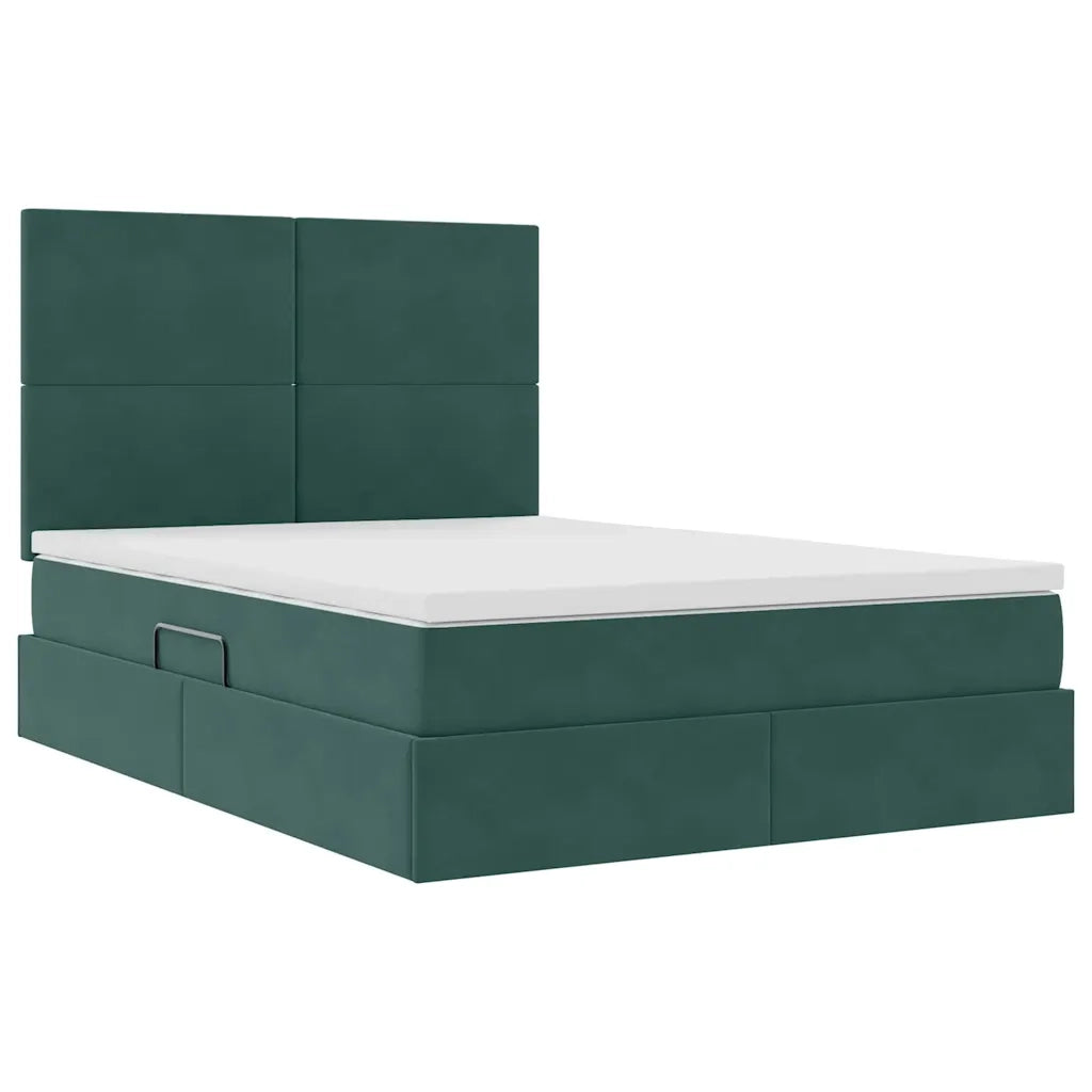 Letto con contenitore e materasso Verde Scuro 140 x 200 cm