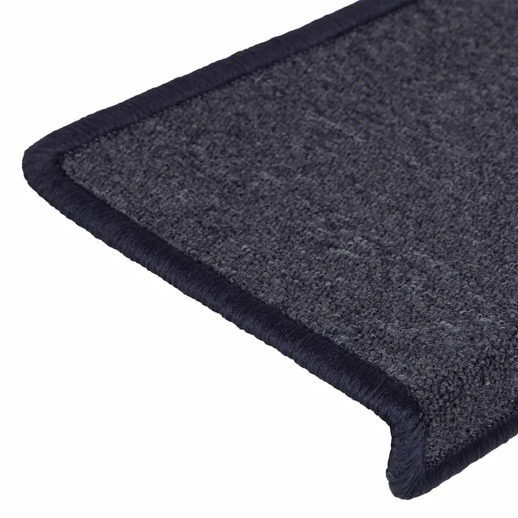 Tappetini per scale 30 pz 65x21x4 cm Grigio scuro e blu con bordo rettangolare 3365775