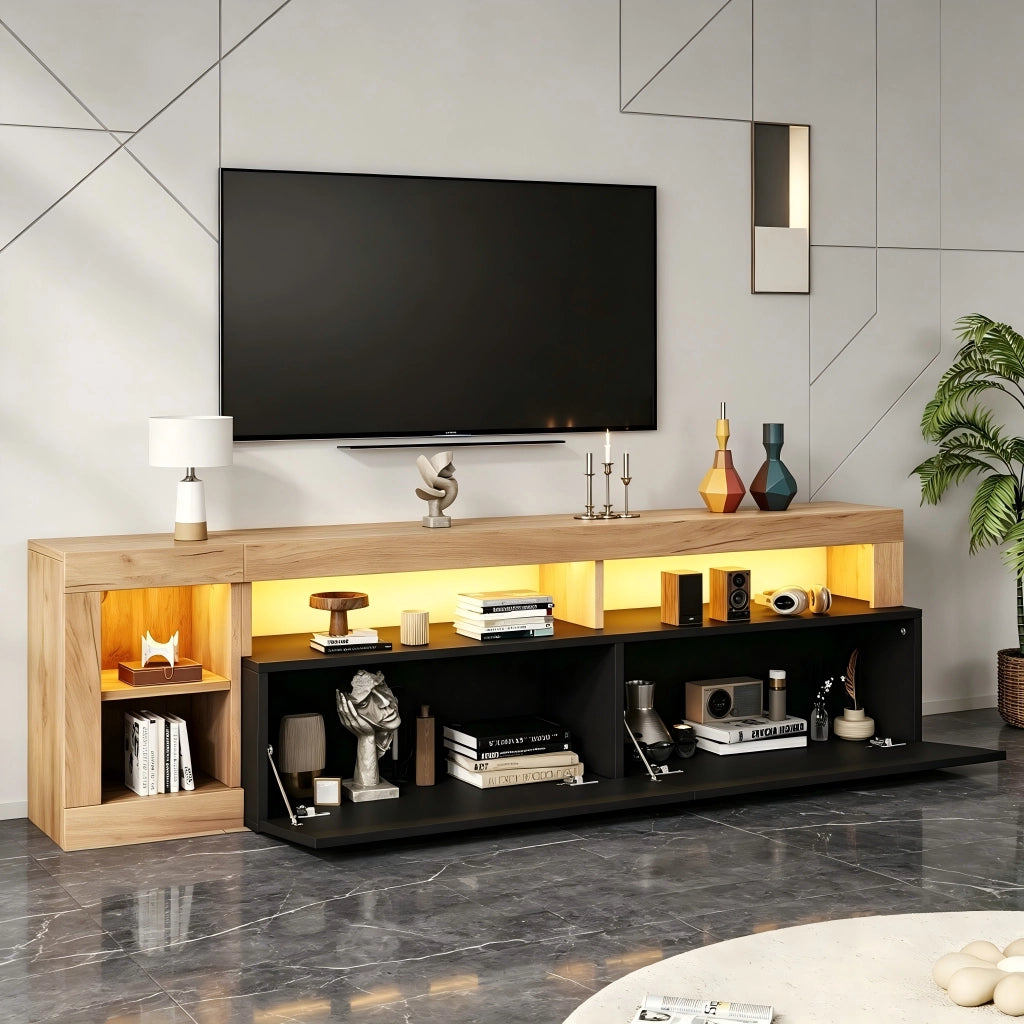 Cassettiera TV nera in truciolare lunga 184 cm