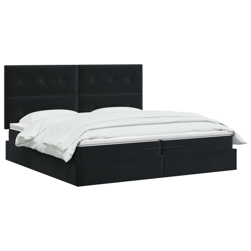 Letto Ottomano con Materasso e LED Nero 200 x 200 cm Velluto 3458327