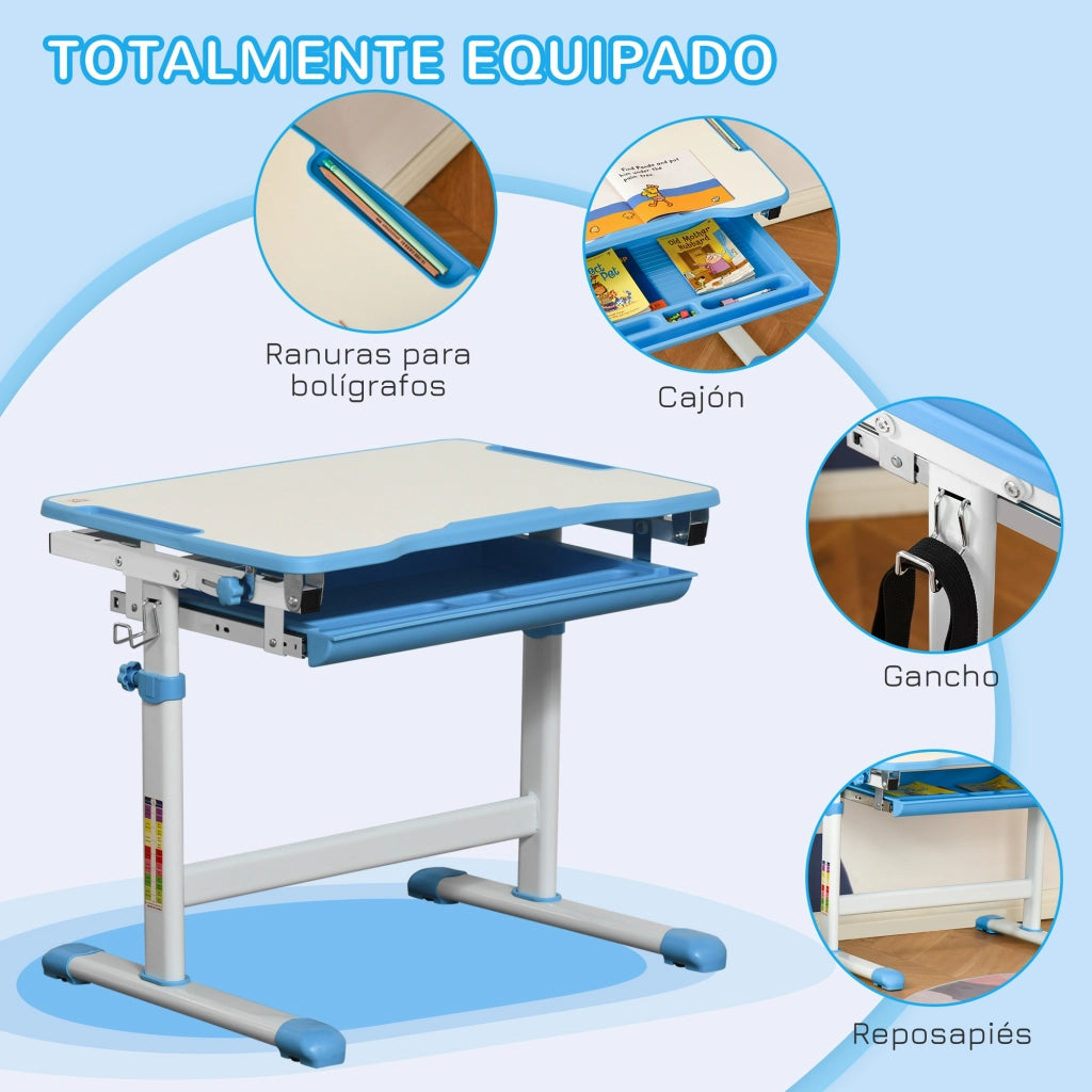 Scrivania Regolabile per Bambini con Sedia ¨C Minimal ¨C 66x47x77 cm Blu