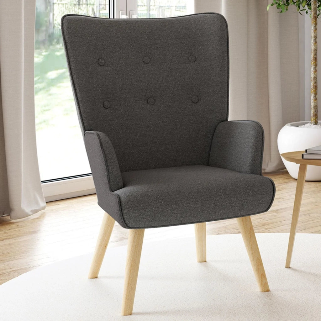 IDMarket - Poltrona scandinava IVAR in tessuto grigio antracite