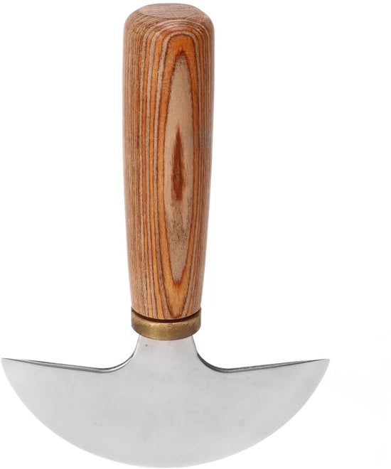 Lavorazione pelli con utensile a forma semicircolare in acciaio di carbonio - manico in legno di noce - facile da utilizzare - leggero - adatto per principianti - utensile per taglio