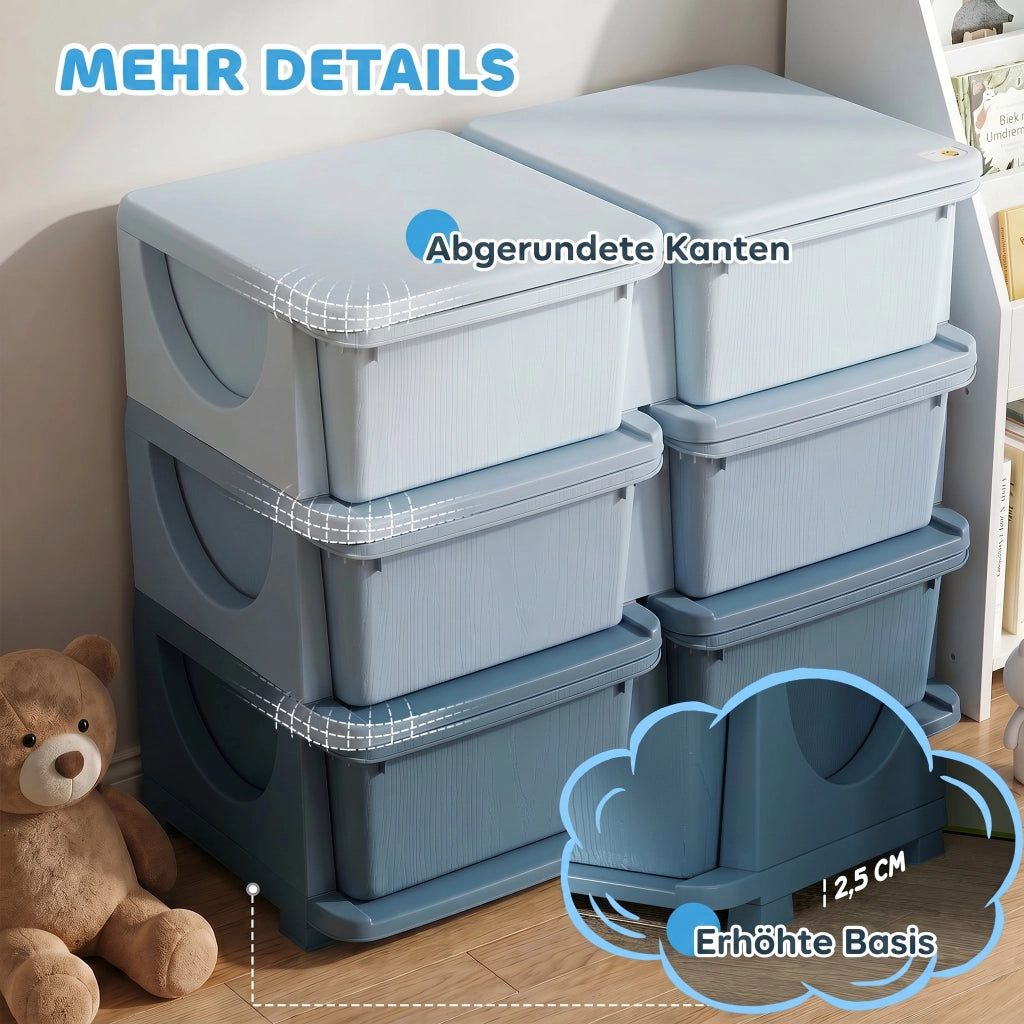 Cassettiera per bambini con 3 cassetti ¨C zephmum ¨C Blu