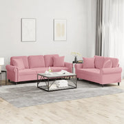 Set di Divani 2 pz con Cuscini Rosa in Velluto 3202273