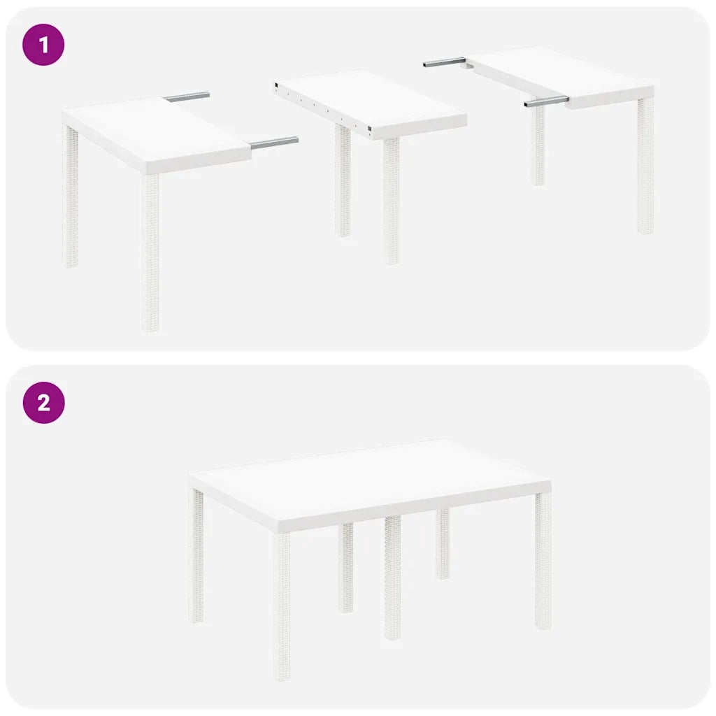 Set da Pranzo per Giardino 5 pz | Set Salotto da Giardino Bianco Rattan Polt