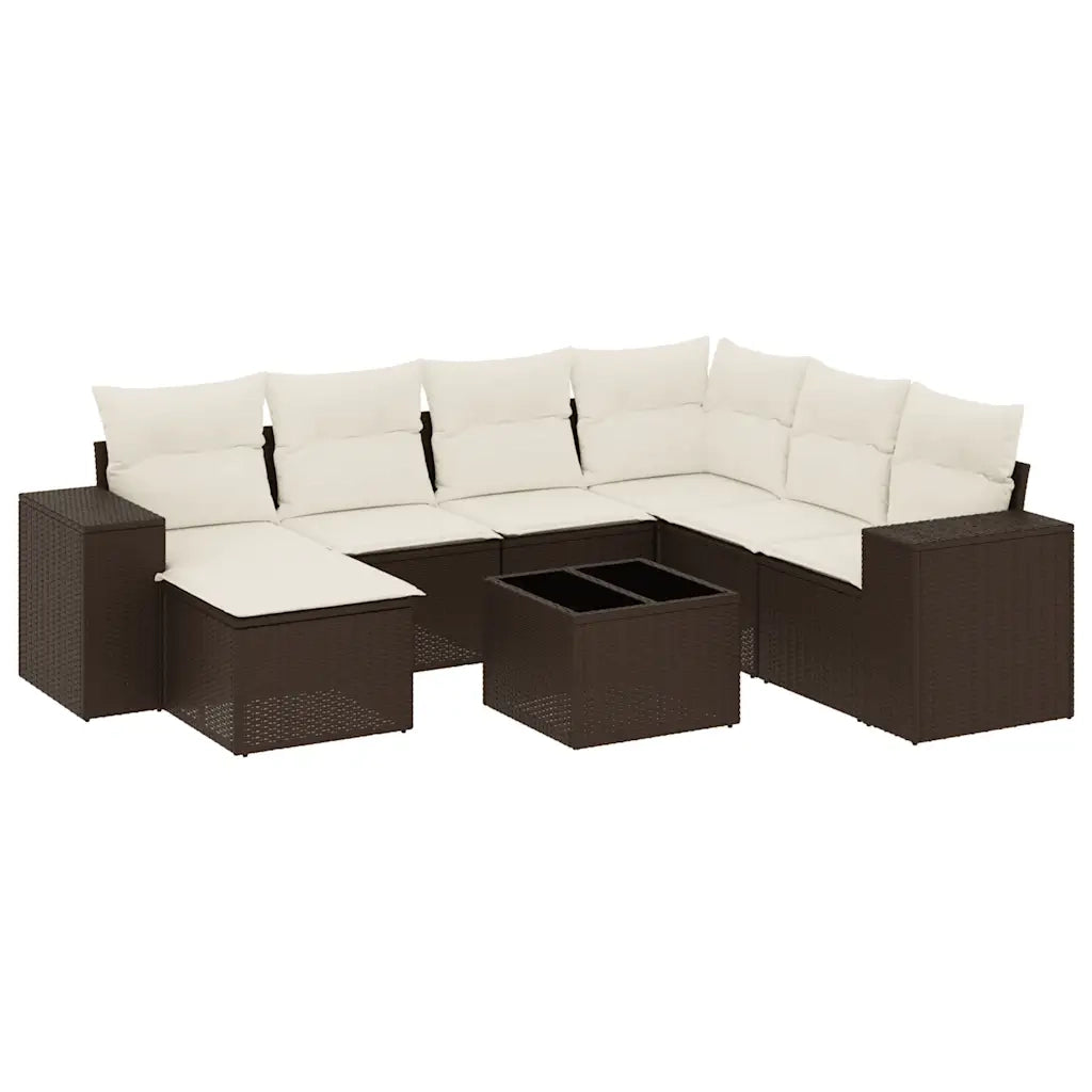 Set Divani da Giardino 8 pz con Cuscini Marrone in Polyrattan 3222912