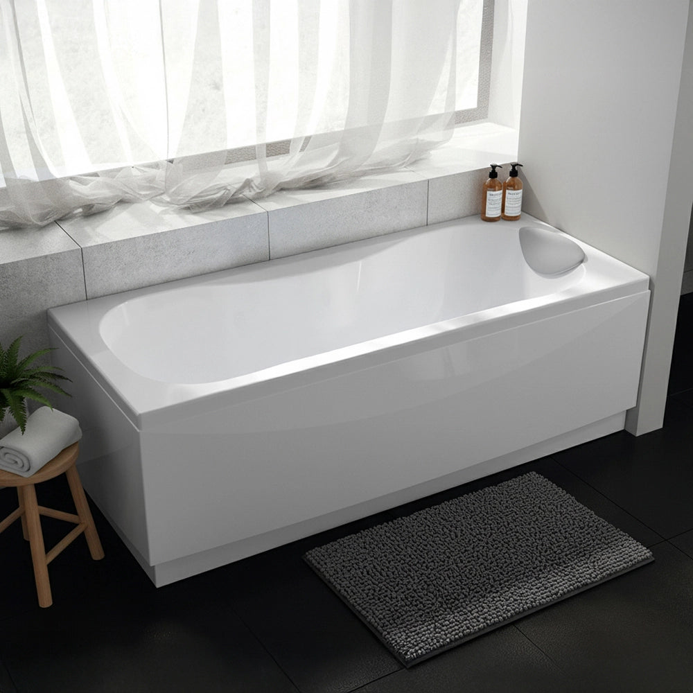 Vasca da bagno a parete 180x80 con pannelli bianco lucido e cuscino antibatterico Calypso