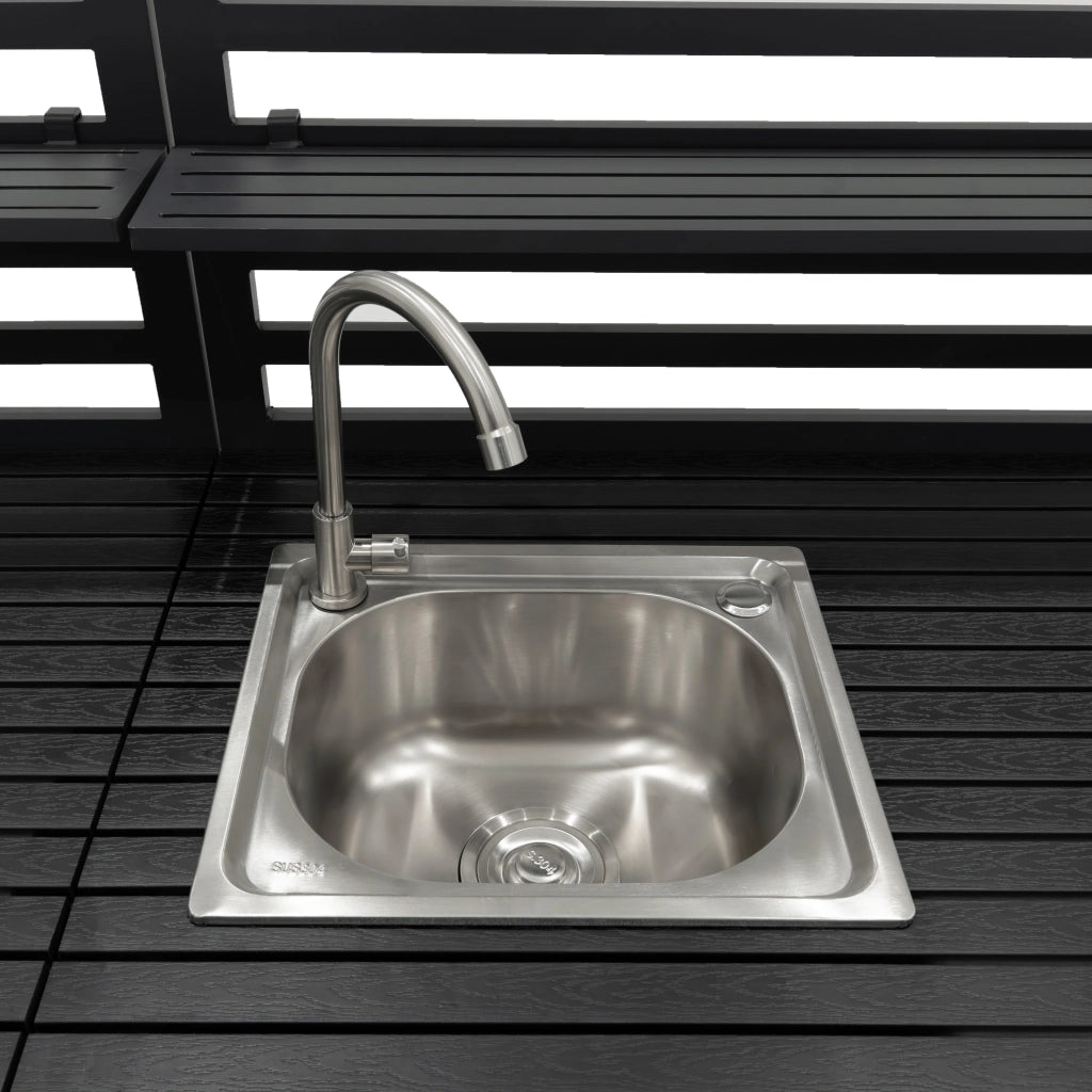 Cucina da Esterno 3 Pezzi con Lavello Set Modulare Angolare in Alluminio Grigio
