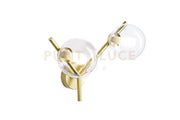CAMELY APPLIQUE DA PARETE/SOFFITTO 2 LUCI ORO SPAZZOLATO ATTACCO G9 D.12CM IN VETRO TRASPARENTE