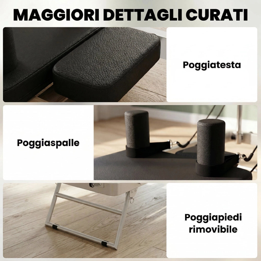 Letto Pilates Pieghevole con Elastici ¨C Zephmum ¨C Grigio