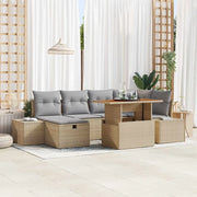 Set Divano da Giardino con cuscino 7 pcs Beige polyrattan
