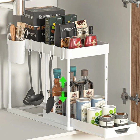 Organizzatore sotto lavabo - 2 piani - bianco - plastica