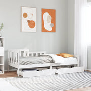 Dormeuse con Cassetti Bianco 90x200 cm Legno Massello di Pino 3302101