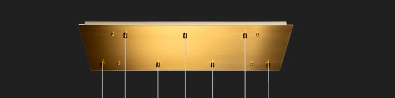 SOSPENSIONE OTTONE SAT. 7 LUCI RETTANGOLARE VETRI 3X TR + 4X AM 1181OS-S7 R-TA