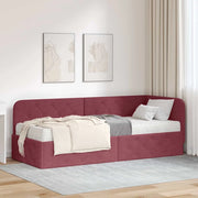 Cornice del letto ad angolo Rosso Vino 80 x 200 cm Tessuto