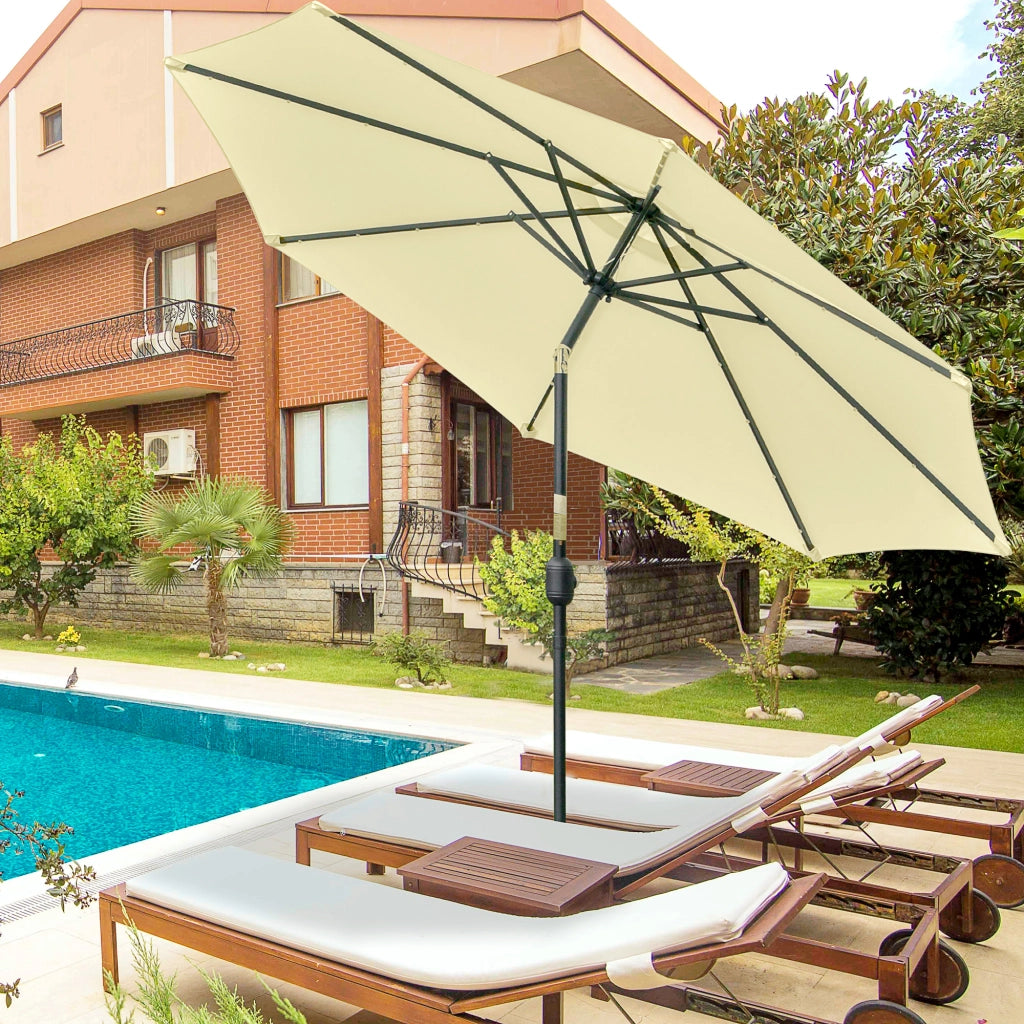 Ombrellone da Giardino con Luci LED Solari ¨C zephmum ¨C Beige ?265 cm