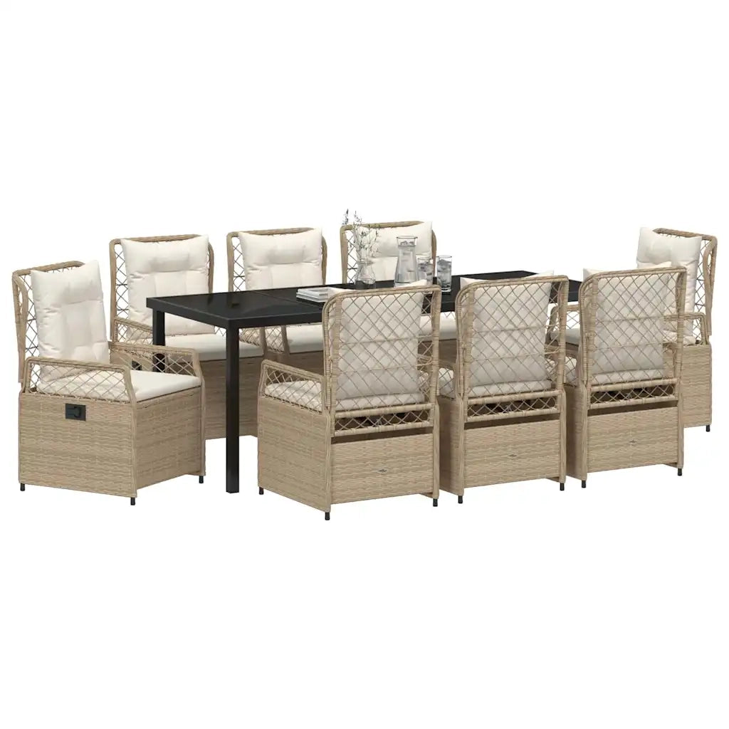Set da Pranzo per Giardino 9 pcs Beige e Bianco Crema 3381015