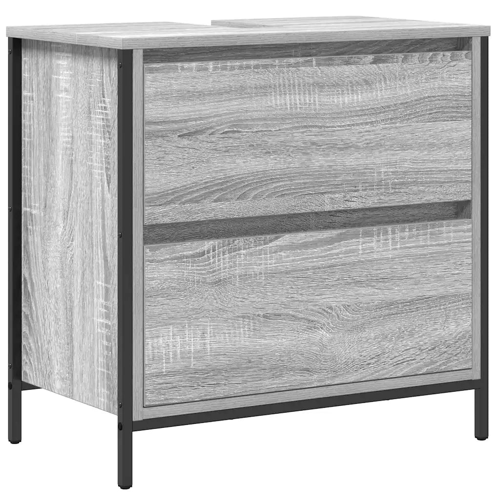 Set Mobili da Bagno | Armadio da bagno 2 pz Grigio Sonoma in Legno Multistrato