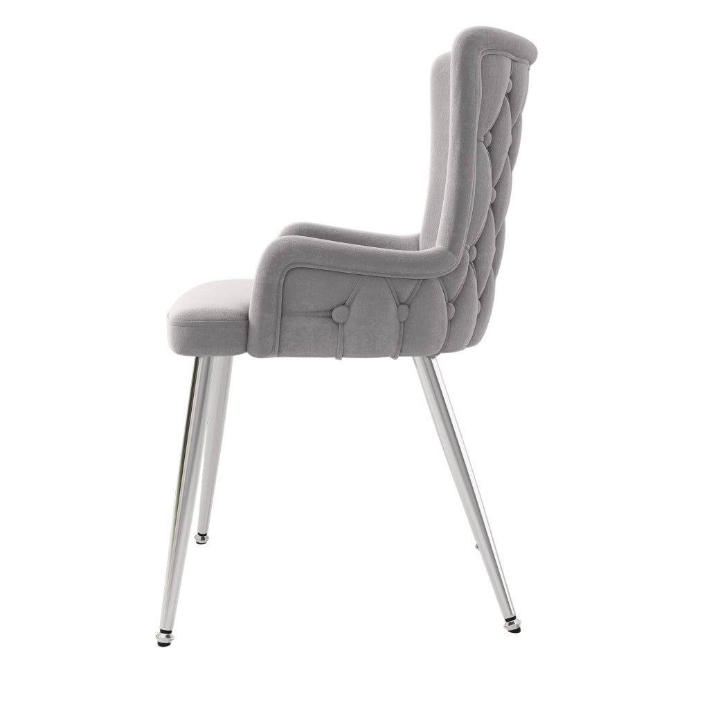 Set di 2 sedie da pranzo in velluto - Zephmum- Gambe in metallo argento, grigio