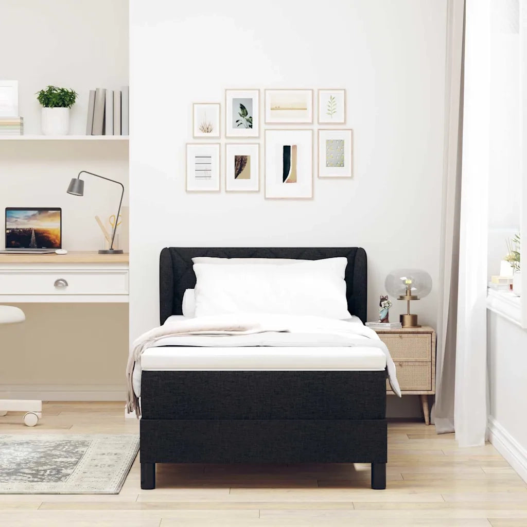 Letto a molle con materasso Nero 90 x 200 cm Tessuto 3340068