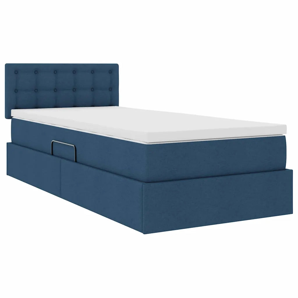 Letto con contenitore e LED con led Blu 90 x 190 cm Tessuto