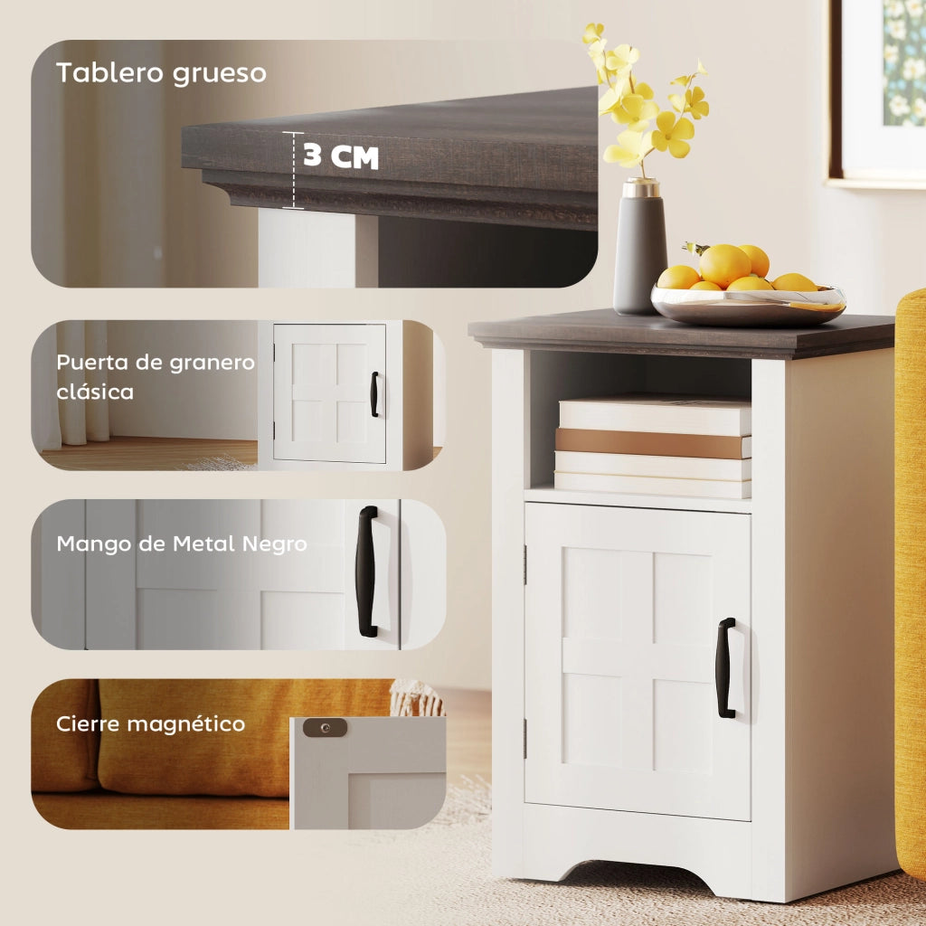 Tavolino Rustico con Cassetto ¨C Minimal ¨C 40x35x60 cm Bianco e Marrone