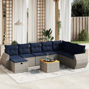 Set Divani da Giardino 9 pz con Cuscini Grigio in Polyrattan 3265100