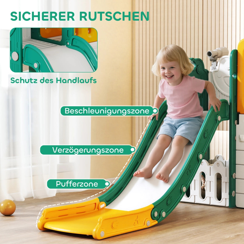 Casetta per Bambini con Scivolo e Tappeto ¨C Minimal ¨C Giallo e Verde