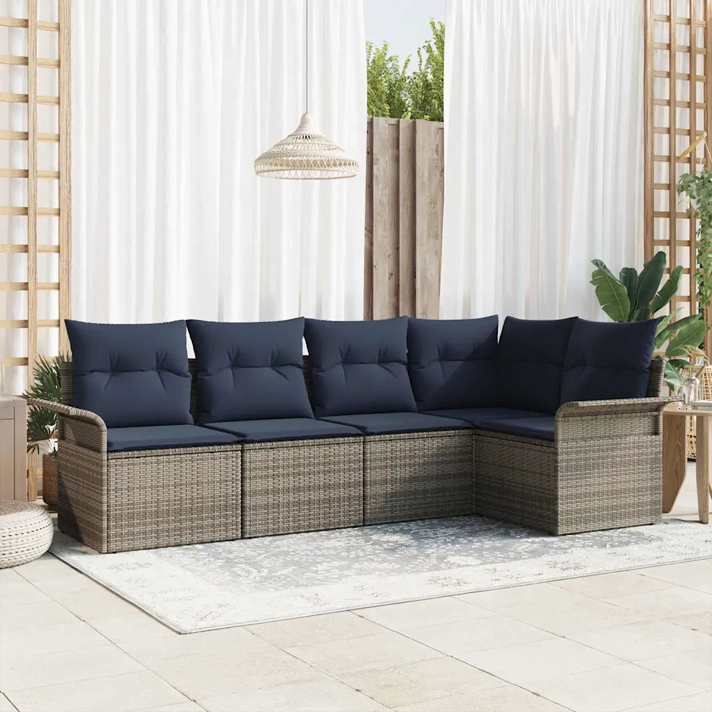 Set Divano da Giardino 5 pcs Grigio polyrattan 3354034