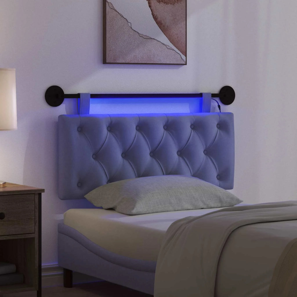 Testiera sospesa Con luce LED Blu jeans Tessuto 3424580