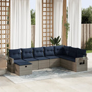 Set Divano da Giardino 8 pz con Cuscini Grigio in Polyrattan 3325537