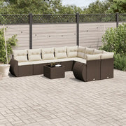 Set Divani da Giardino 10pz con Cuscini in Polyrattan Marrone 3254190
